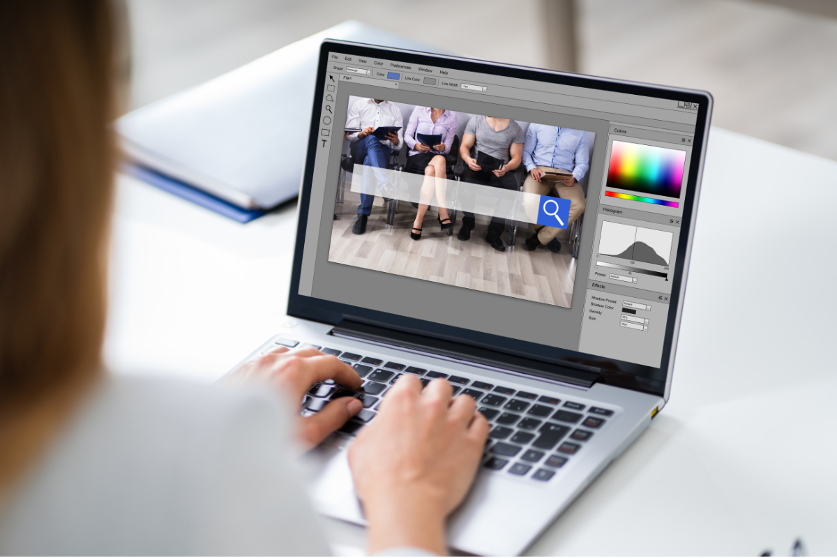 Woman performing visual design on her laptop